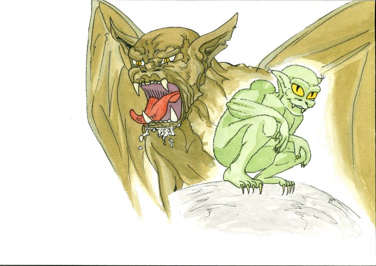 Recherches de personnage B.D., aquarelle