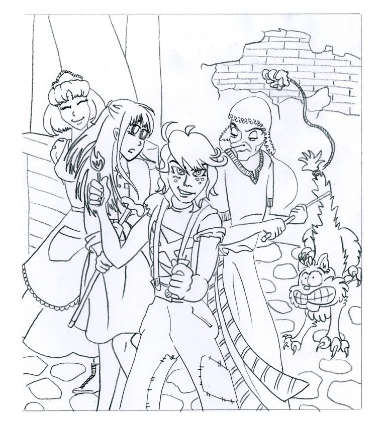 Croquis de la page de couverture du roman français Un Bon Petit Diable, crayon