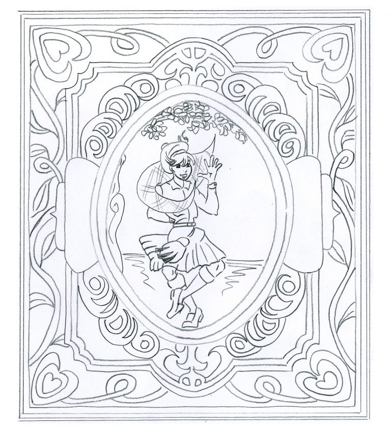 Croquis esprit « Old School » pour la page de couverture du roman Un Bon Petit Diable, crayon