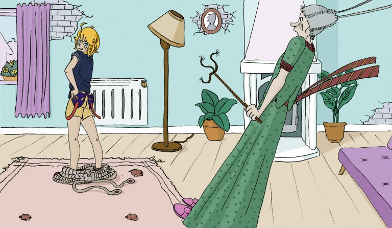 Doubles pages illustrées en numérique du roman Un Bon Petit Diable