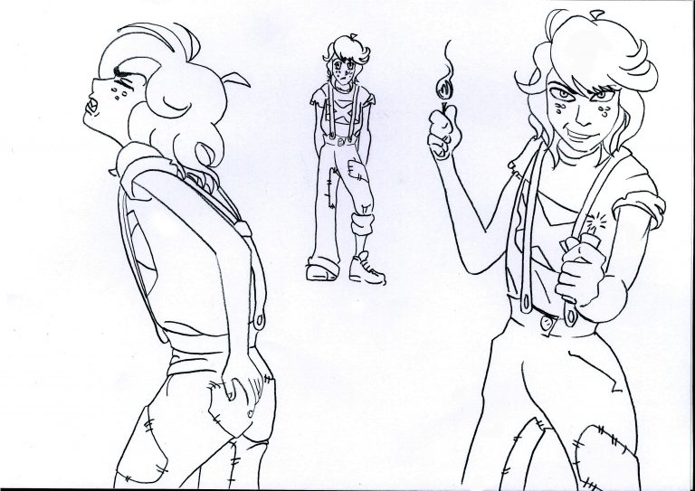  Croquis pour les personnages du roman Un Bon Petit Diable, crayon