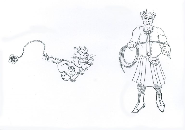  Croquis pour les personnages du roman Un Bon Petit Diable, crayon