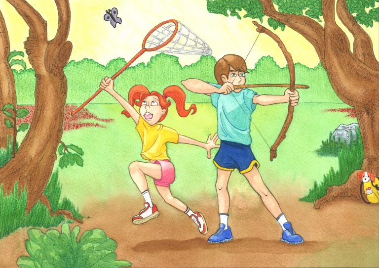 Jeux d’enfants, aquarelle et crayons