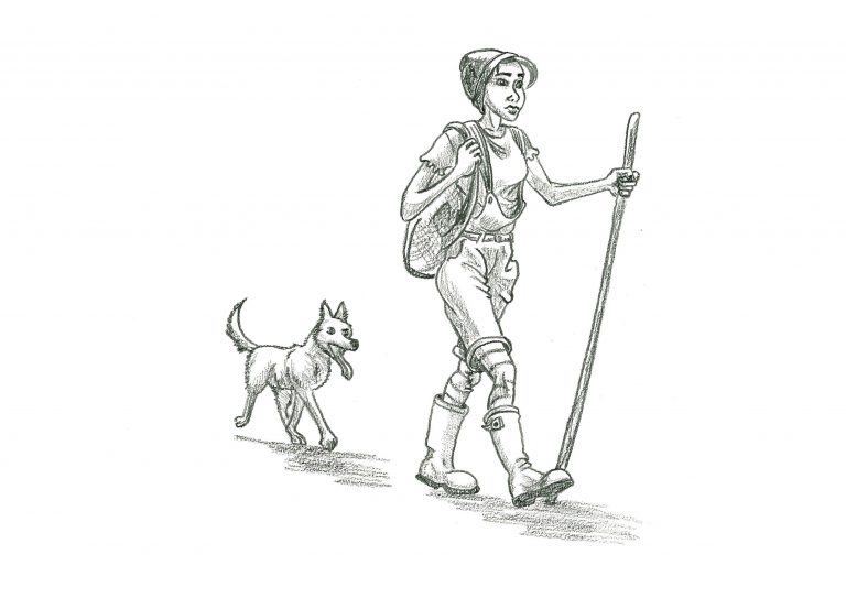 Croquis du personnage au crayon